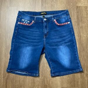 Diverso 16w country patriotic American flag y2k denim Bermuda shorts